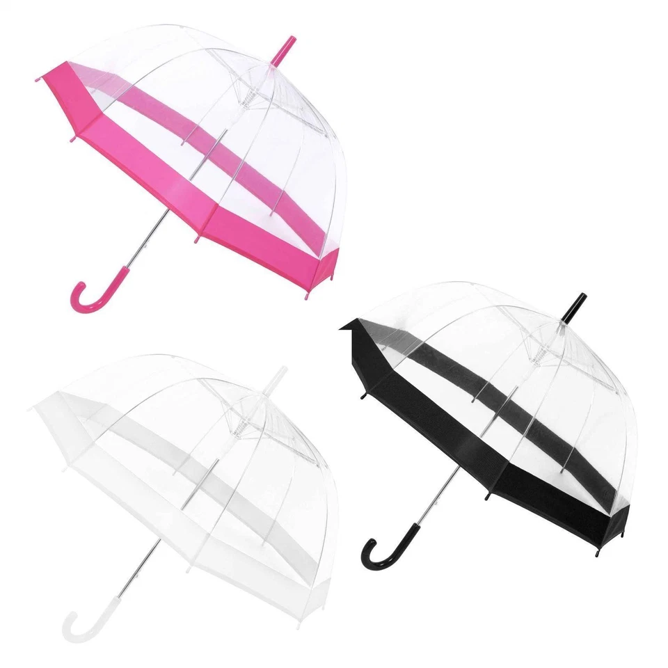 MANTRARAJ Large Clear See Through Dome Umbrella Transparent Ladies Walking Rain Brolly