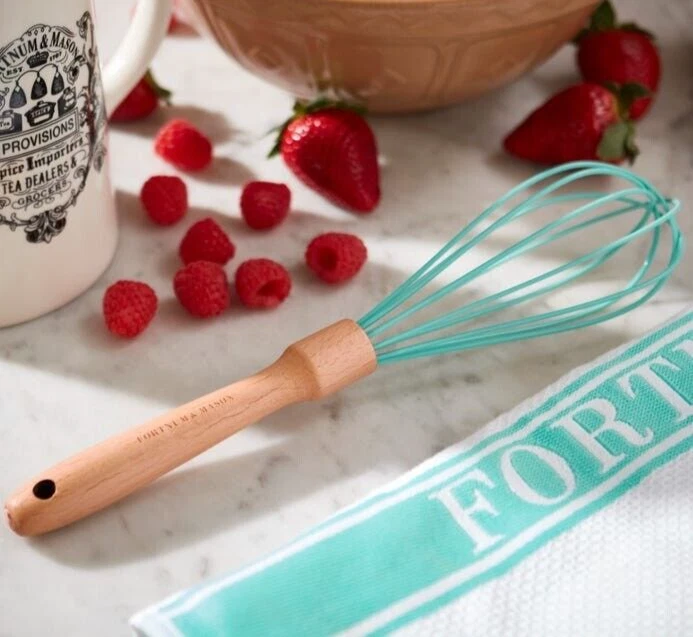 Fortnum & Mason Beechwood Handle Silicone Whisk- Eau De Nil NWT