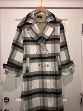 Mink Pink Watson Check Plaid Coat Size Large Polyester Wool Blend