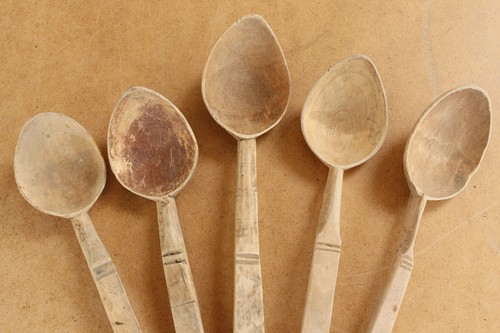 Vintage Kitchen Antique Primitive Wood Spoons Paddles Cutlery Early 20th. - Picture 3 of 9