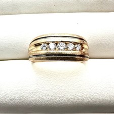 Men's 14k Gold Channel Set Diamond Wedding Band 7.59 Grams Size 11.5