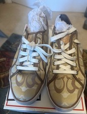 Coach Authentic Signature Tan/Brown/ Tan Sneakers - Woman  s -9 M