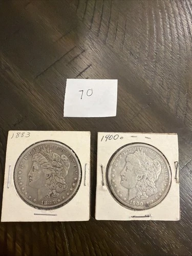 Set Of 2 Pluribus 1883 & 1900 Silver One Dollar US Coin Lot 70