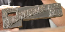 Vintage Brass Wood Printing Block Anniversary Sale Lithograph