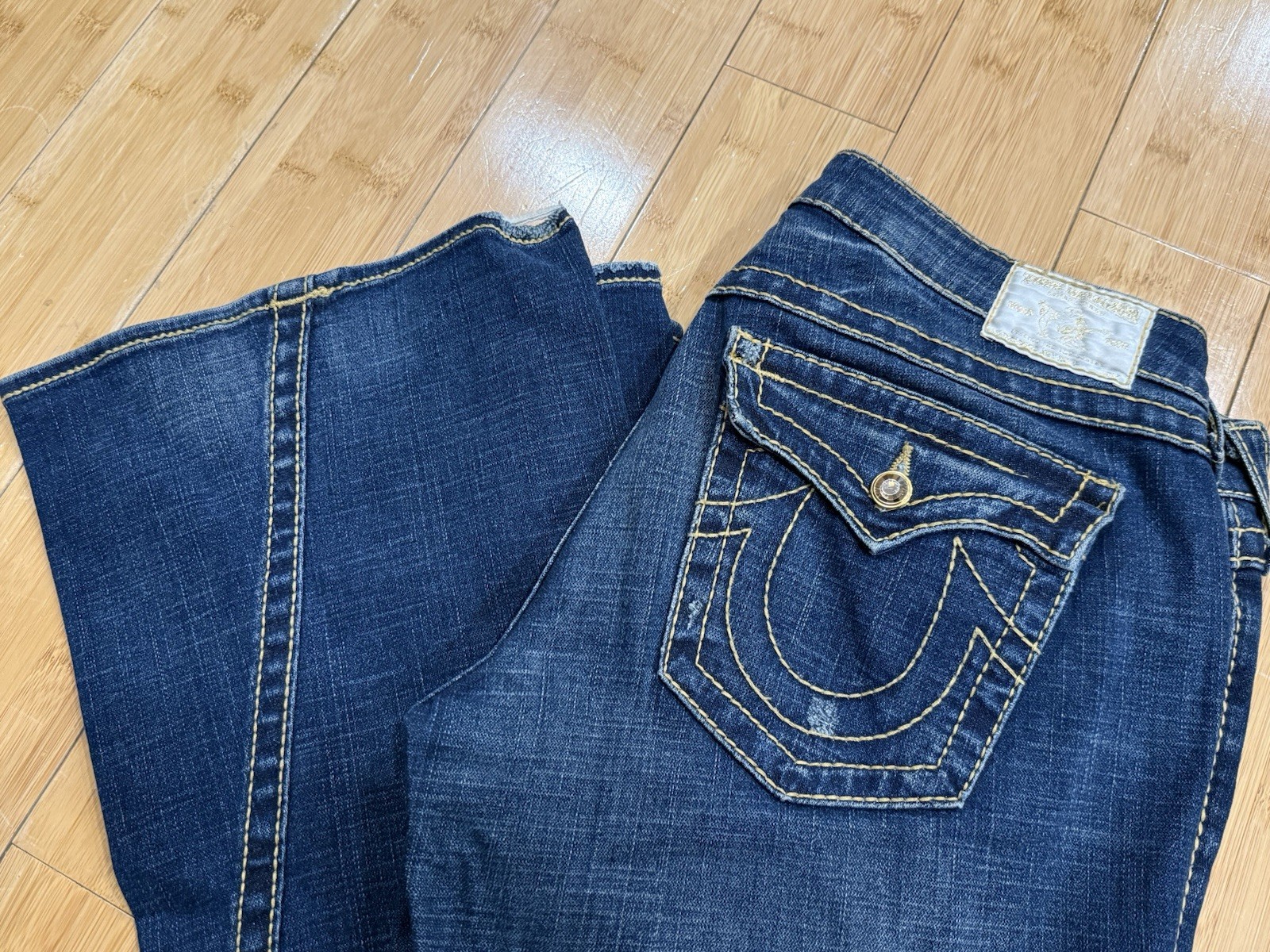 True Religion Disco Joey Big T Jeans Crystal Buttons Women’s 32 Flare Leg Y2K thumbnail 17