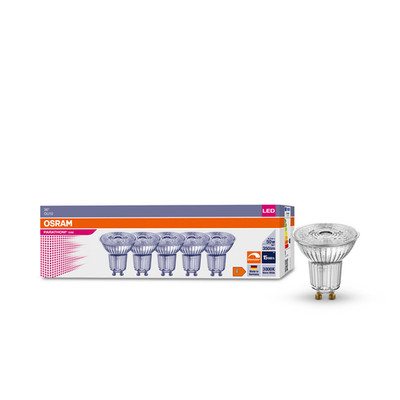 5 x Osram LED PAR16 Glas Reflektor 4,5W = 50W GU10 350lm warmweiß Ra 90 DIMMBAR