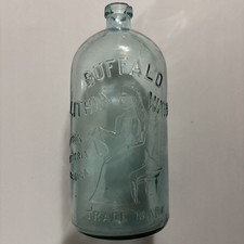 Buffalo Lithia Water Bottle 11&rdquo; Embossed Water Maiden Antique Clear Glass Rare
