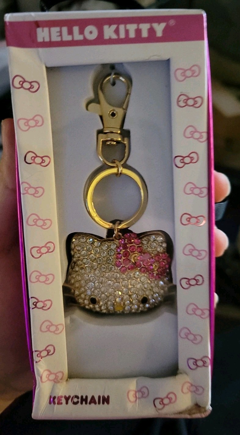 Sanrio Hello Kitty Face Pave 3D Bling Keychain Bag Charm Accessory