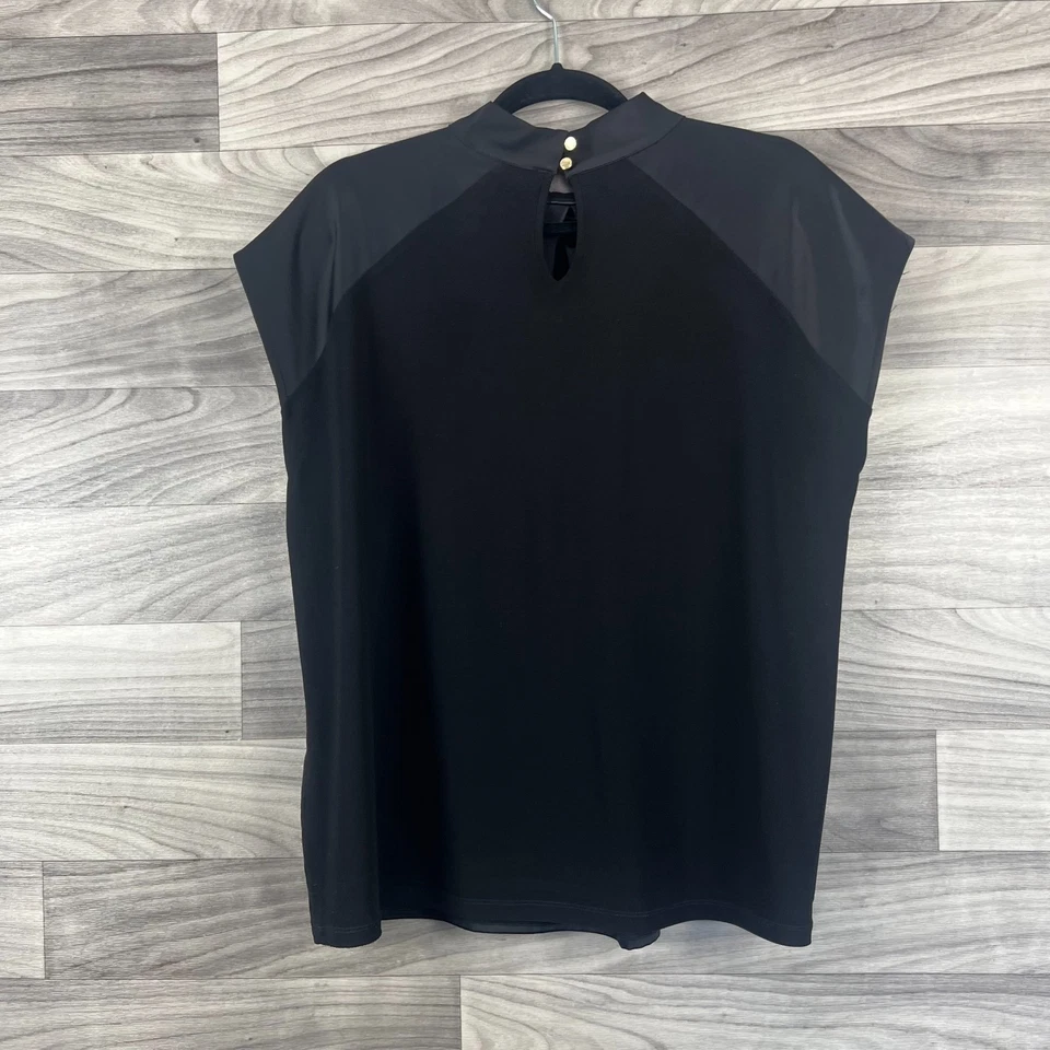 Nine West Blouse Women's XL Black Sleeveless Stretch Twisted Neck Top Pullover - Image 2 of 4