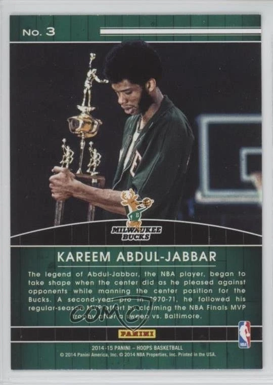 2014-15 NBA Hoops High Honors Kareem Abdul-Jabbar #3 HOF - Image 2 of 2