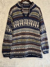 Alpaca Sweater M/L Blue 100 Alpaca Wool Llama Fair Isle Nordic Unbranded