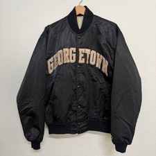 Vintage 80s Georgetown Hoyas Starter Satin Black Coach Jacket Size XL From Japan