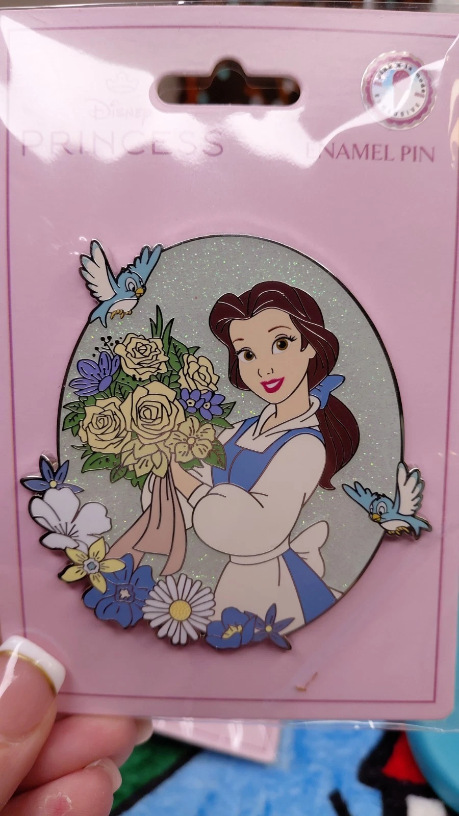 Disney PALM Pink A La Mode Belle Princess Floral Jumbo Pin Beauty & The Beast