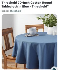 Threshold 70in Round Blue Solid Tablecloth Co...