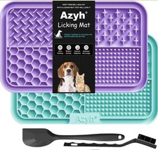 Azyh Licking Mat for Dogs  Cats 2 Pack, Slow Feeder Lick Pat for Large Dogs and