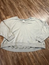 American Eagle Cropped Sweatshirt Women s Size M Olive Green Crew Neck Soft