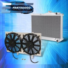 For 84-87 Toyota Corolla AE86 M/T 2 Row Aluminum Cooling Radiator & Fan Shroud