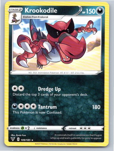 2020 POKEMON KROOKODILE VIVID VOLTAGE 109/185 R NM A88094 FREE S&H