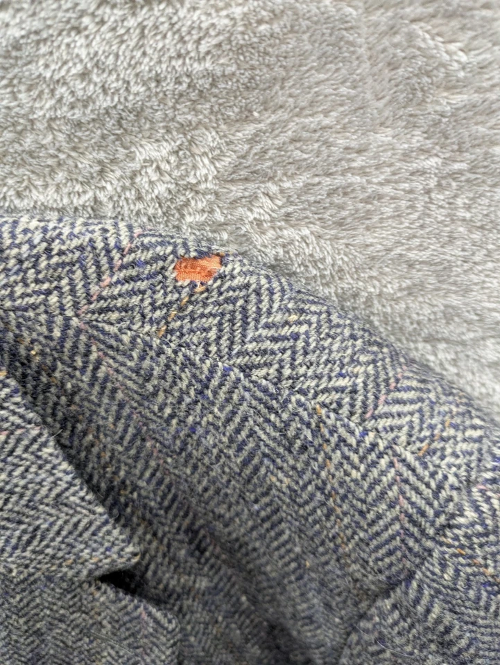 复古 Woodmere 运动外套男式 46R 人字形粗花呢羊毛西装外套 阅读 — 第 2/4 张图片