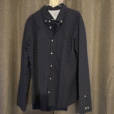 Tommy Hilfiger Navy Blue Long Sleeve Button Front Cotton Shirt Size XL