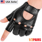 1/2Pair Leather Fingerless Motorcycle Biker Gloves Driving Riding Hunting Gloves