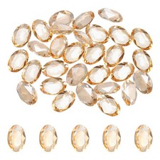 30Pcs Oval Pointed Back Rhinestone, 8 x 12 mm Glass Beads, Champagne