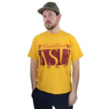 Vtg Arizona State Sun Devils Rose Bowl T Shirt Mens XL Yellow 1987 USA 80s ASU
