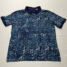 Robert Graham Calhoun Classic Fit Polo Shirt Men s XL Blue Geometric Pattern