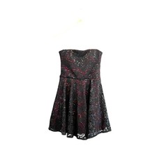Love Reign Strapless Black Lace Overlay Dress Sz M Sequin Grunge Whimsigoth HOCO