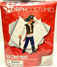 KIDS CHILDS BLUE STRIPE PIRATE COSTUME SET WITH SWORD SIZE Small MORPH COSTUMES