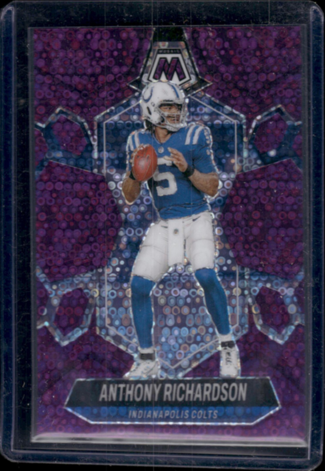 2024 Panini Mosaic #92 Anthony Richardson Mosaic No Huddle Purple #/50