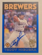 2016 Topps Archives Teddy Higuera Brewers Fan Favorite Auto Blue 116/199 #FFA-TH