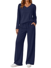Sweatsuits 2 Piece Outfit Fashion Travel Lounge Sets With Wide Leg Pants Airp...