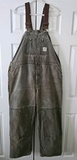 VTG Carhartt Mens Double Knee Duck Canvas Bib Overalls. 63 Inches Total Length.