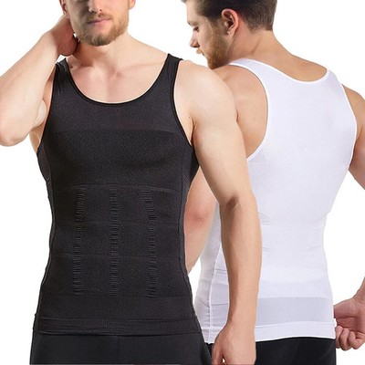 Mens Slimming Body Shaper Belly Chest Compression Vest Girdle T-Shirt Tank Top