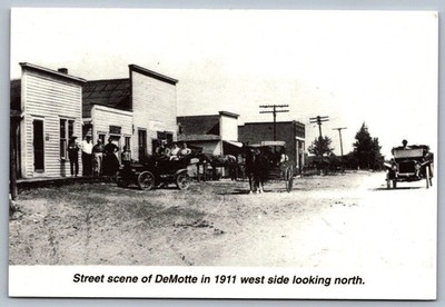 Postcard - Street Scene DeMotte IN 1911 1980s 4x6 Z3