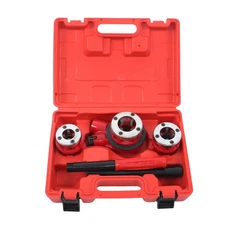 Manual Ratchet Pipe Threader Kit W/ 3 Dies 1/2" 3/4" 1" NPT Pipe Threading Tool