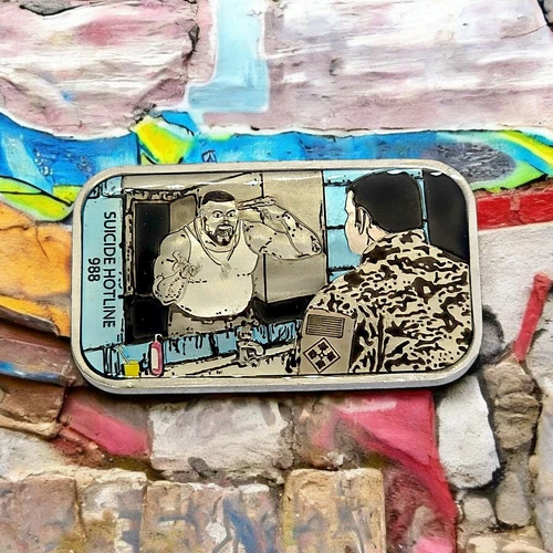 Black Hand Bullion 'End Veteran Suicide Hotline' 1 oz Enameled .999 Silver #5/15