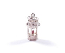 Vintage Nuvo Lamp Charm 925 Sterling Silver Enamelled 1.9g