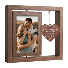 Year Anniversary Picture Frame for Couples - Personalized Rotating Wood 5th