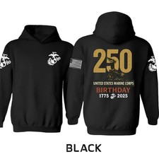 Marine Corps Hoodie 2 sides, USMC 250th Birthday Hoodie - United States Marine
