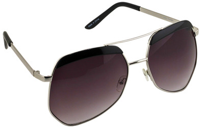 SUNGLASSES - Aviator with Black Detail  Silver Metal Frame Gradient Lens Classic