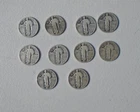 Lot of 10 circulated Standing Liberty Quarters - 90% Silver