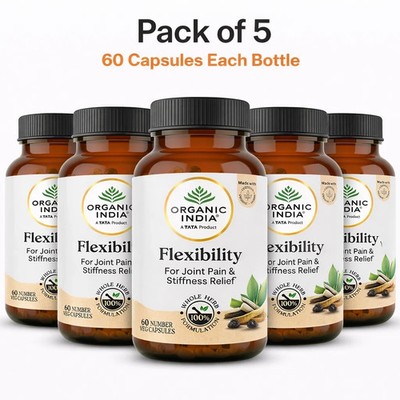 Organic India Flexibility 60 Capsules Ayurvedic Herbal Joint Support 5 Pack