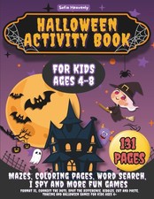 Halloween Activity Book for Kids Ages 4  8: Mazes, Coloring pages, Word Search, I