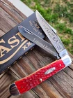 Case Xx 6254 Ss  Custom Engraved Knife Carbon Steel Red Bone Large Trapper