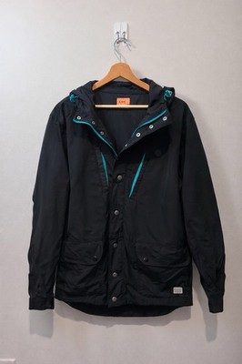 Lee Men's Black Hooded Snap-Closure Mid-Length Polyester Jacket XXL