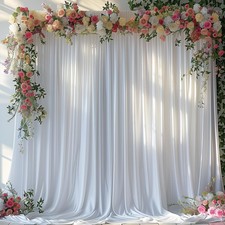 2 PCS White Backdrop Curtains 10x10 FT Wrinkle Free 5x10 FT Photo Drapes