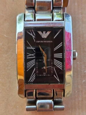 EMPORIO ARMANI 50m vintage acier steel quartz working 45 x 34mm - Photo 1/4