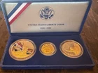 Gold and Silver United States Liberty Coins 1886 - 1986 3 Coin Proof Set / Case